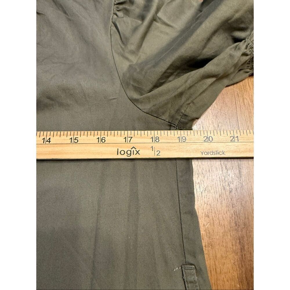 Free Assembly Women XSMALL Ruffle Neck Midi Dress Short Sleeve Army Olive Green - Picture 5 of 6